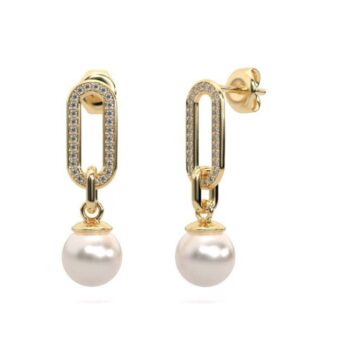 Amazing link style earrings.
14K Gold, 0.28 CT, 8mm Pearl.
Available now on our website.